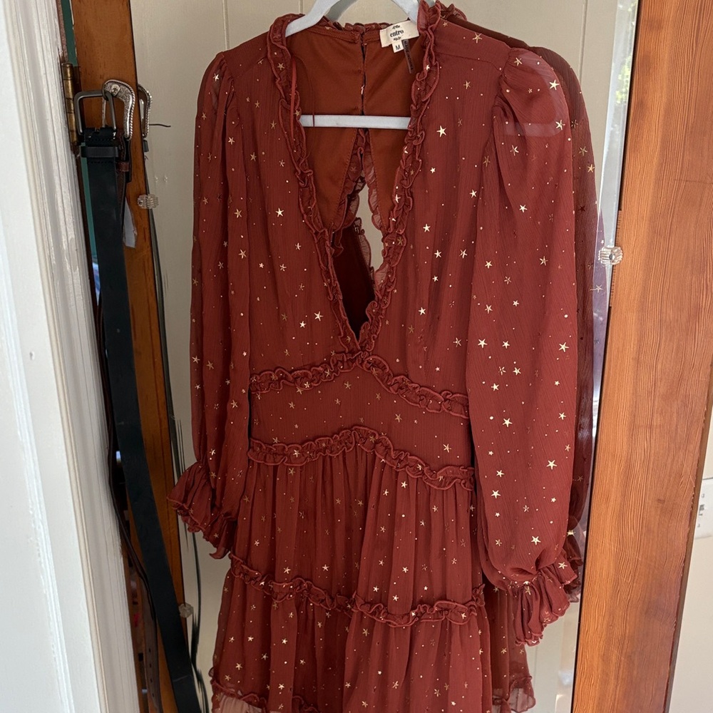 Entro Starry Brown Long Sleeve Dress